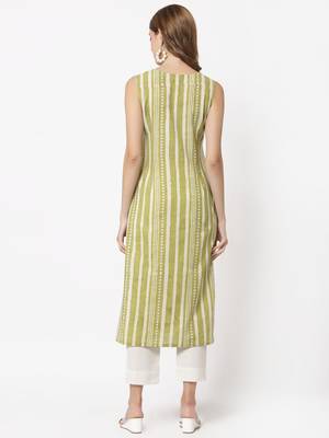 Olive printed cotton cotton-kurtis 2