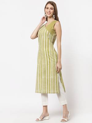 Olive printed cotton cotton-kurtis 4