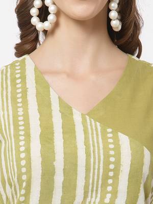 Olive printed cotton cotton-kurtis 5
