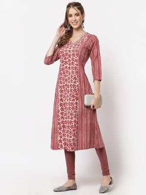Purple printed cotton cotton-kurtis 1