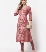 Purple printed cotton cotton-kurtis