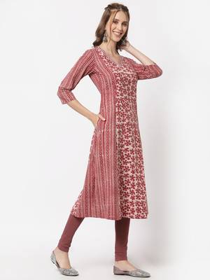 Purple printed cotton cotton-kurtis 3