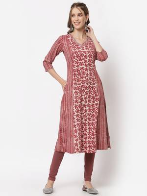 Purple printed cotton cotton-kurtis 4