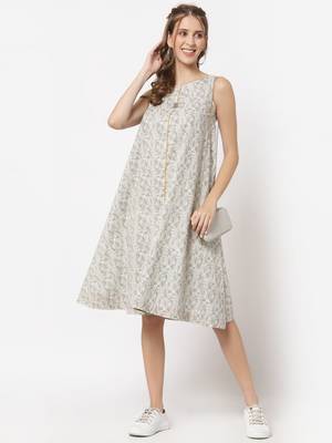 White printed cotton short-dresses 1