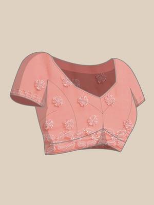 Hand Embroidered Tomato Red Faux Georgette Lucknowi Chikankari Indian Women Saree With Blouse 6
