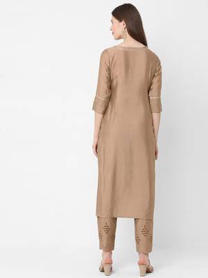 Beige plain art silk ethnic-kurtis 2
