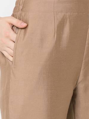Beige plain art silk ethnic-kurtis 4