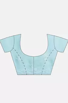 Hand Embroidered Lucknow Chikan Blue Faux Georgette Women Saree With Blouse