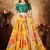Yellow & Green Colored Dori, Zari, and Sequins embroidered & Digital Floral Printed organza party wear Lehenga