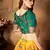 Yellow & Green Colored Dori, Zari, and Sequins embroidered & Digital Floral Printed organza party wear Lehenga