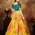 Yellow & Green Colored Dori, Zari, and Sequins embroidered & Digital Floral Printed organza party wear Lehenga