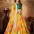 Yellow & Green Colored Dori, Zari, and Sequins embroidered & Digital Floral Printed organza party wear Lehenga