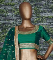 Soothing Turquoise Embroidered Art Silk Semi Stitched Wedding Lehenga