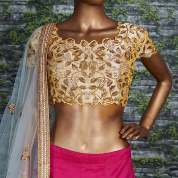 Engaging Pink Thread, Dori & Sequins Embroidered Silk Semi Stitched Party wear Lehenga 6