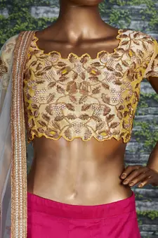 Engaging Pink Thread, Dori & Sequins Embroidered Silk Semi Stitched Party wear Lehenga