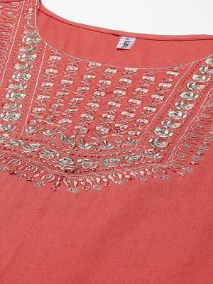 Orange embroidered cotton ethnic-kurtis 4