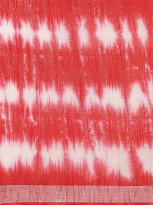 Red printed cotton saree with blouse 3