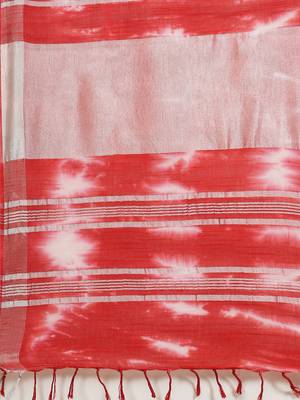 Red printed cotton saree with blouse 4