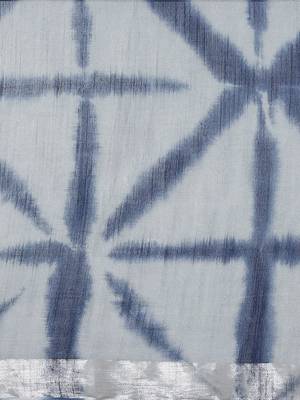 Blue printed cotton saree with blouse 3