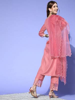 Pink printed viscose rayon ethnic-kurtis 2