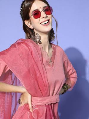 Pink printed viscose rayon ethnic-kurtis 3