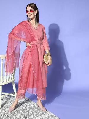 Pink printed viscose rayon ethnic-kurtis 5