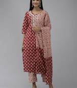 Red printed cotton ethnic-kurtis