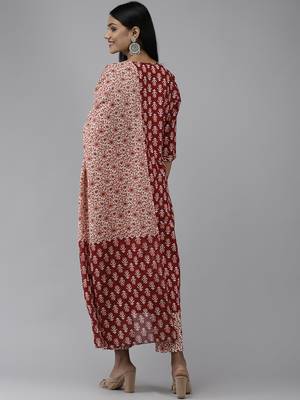 Red printed cotton ethnic-kurtis 2