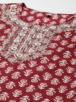 Red printed cotton ethnic-kurtis 4