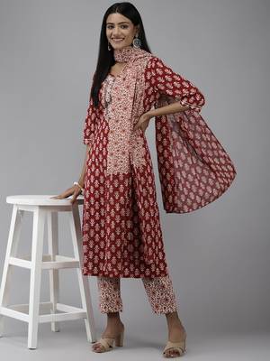 Red printed cotton ethnic-kurtis 5