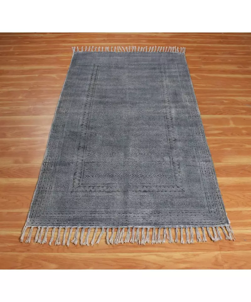 3x3 Ft Cotton Rug Hand Block Print Area Rug Boho Kilim Hall Decor Carpet