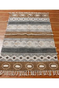 10x10 Ft Hand Made Cotton Dhurrie Area Rug Hand Block Printed Boho Kilm Flatweave Multi Color Carpet