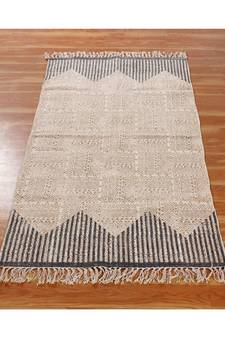 5x5 Ft Boho Rug Cotton Dhurrie Hand Made Area Rug Hand Block Printed Dhurrie Handwoven