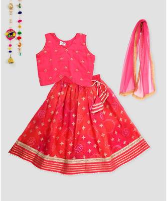 Rani Kota Lehriya printed lehenga with rani embroidered top and dupatta 1