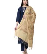 Anekaant Beige Paisely Embroidered Acro Wool Shawl