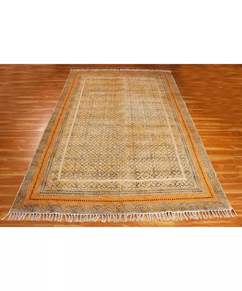 10x18 Ft Cotton Dhurrie Handmade Area Rugs Hand Block Printed Rug Indoor Lounge Decorative Handwoven