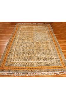 10x10 Ft Cotton Dhurrie Handmade Area Rugs Hand Block Printed Rug Indoor Lounge Decorative Handwoven