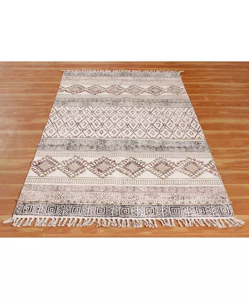 4x15 Ft Geometric Cotton Dhurrie Handmade Area Rug Boho Kilim Garden Yoga Rug
