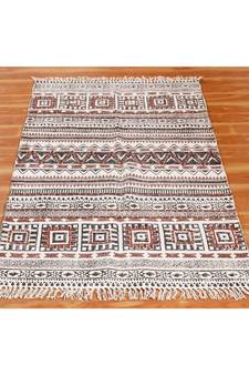 2.6x8 Ft Indian Hand Block Printed Cotton Dhurrie Area Rug Indoor Kitchen Art Decor Carpet