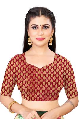 Orange woven faux kanjivaram silk saree with blouse 5