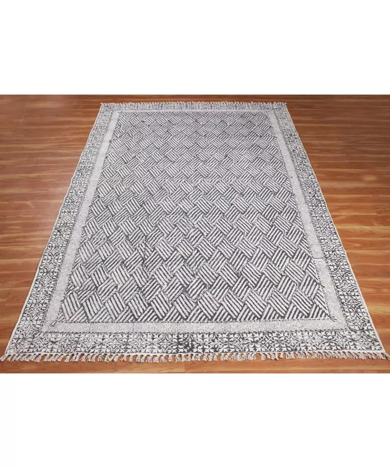 3x5 Ft Hand Made Cotton Dhurrie Boho Area Rug Geometric Carpet Multi Color