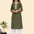 Vbuyz Women'S Floral Print Straight Cotton Green Stitched Kurta