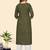 Vbuyz Women'S Floral Print Straight Cotton Green Stitched Kurta