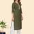 Vbuyz Women'S Floral Print Straight Cotton Green Stitched Kurta