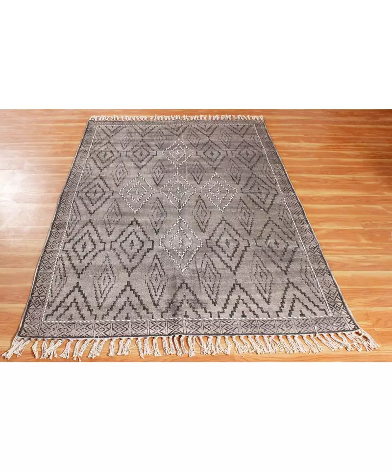 4x20 Ft Cotton Dhurrie Hand Block Printed Area Rug Floor Decor Brown Color