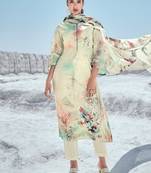 Cream printed cotton salwar