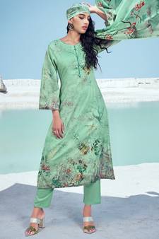 Green printed cotton salwar