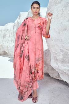 Pink printed cotton salwar