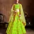 Neon Green Dori, Zari, Thread and Glitter Sequins Embroidered Mulbury Silk semi stitched bridal Lehenga