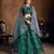 Green Dori, Zari, Thread and Glitter Sequins Embroidered Mulbury Silk semi stitched Eid Lehenga